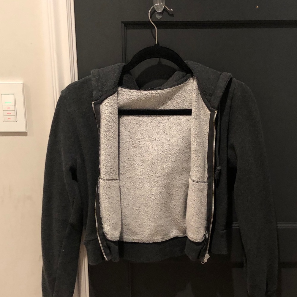 rare dark gray cropped brandy melville zip up